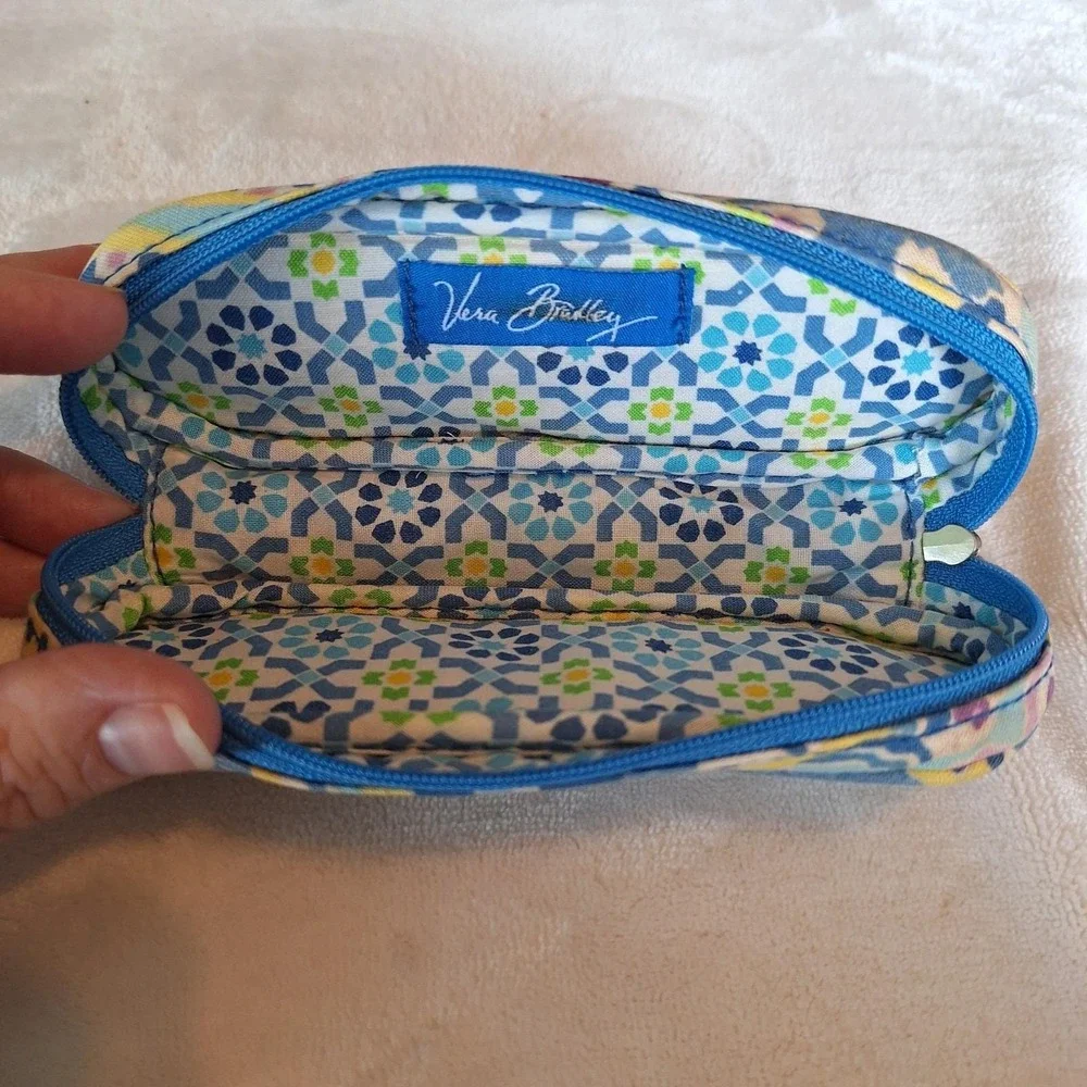 Vera Bradley Capri Blue Eyeglass Case Zipper Weekender Designer Travel
